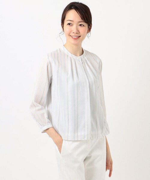 J.PRESS(ジェイプレス)の「テトアサプロビスストライプ カットソー(Tシャツ/カットソー・レディース・ホワイト系1/ライトグレー系1/サックスブルー系1・T13/T15)」の6枚目の写真