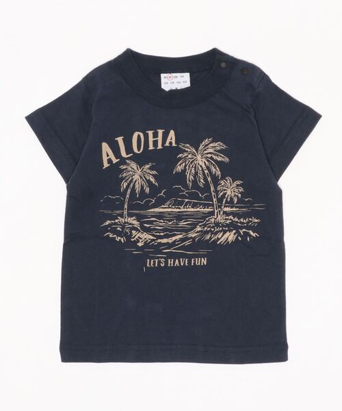 OFFICIAL TEAM(オフィシャルチーム)の「ALOHA T-SHIRT(Tシャツ/カットソー・キッズ・ホワイト/ネイビー/グリーン・90/100/110/120/130/140)」の1枚目の写真