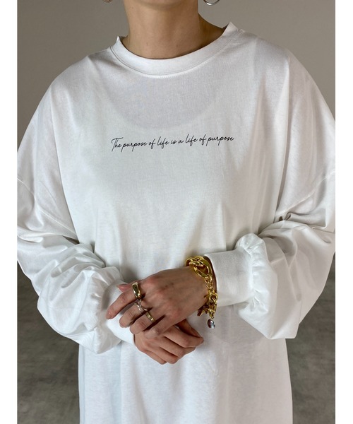 She's Closet(シーズクローゼット)の「バックフォトロングTシャツ(Tシャツ/カットソー・レディース・オフホワイト/オリーブ/スミクロ・FREE)」の7枚目の写真