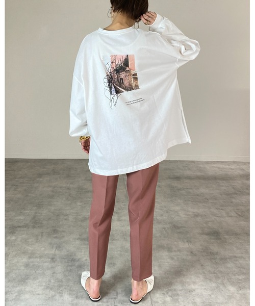 She's Closet(シーズクローゼット)の「バックフォトロングTシャツ(Tシャツ/カットソー・レディース・オフホワイト/オリーブ/スミクロ・FREE)」の9枚目の写真