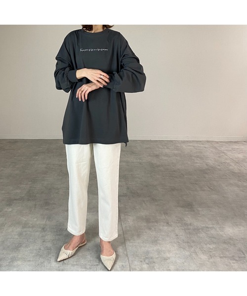 She's Closet(シーズクローゼット)の「バックフォトロングTシャツ(Tシャツ/カットソー・レディース・オフホワイト/オリーブ/スミクロ・FREE)」の14枚目の写真