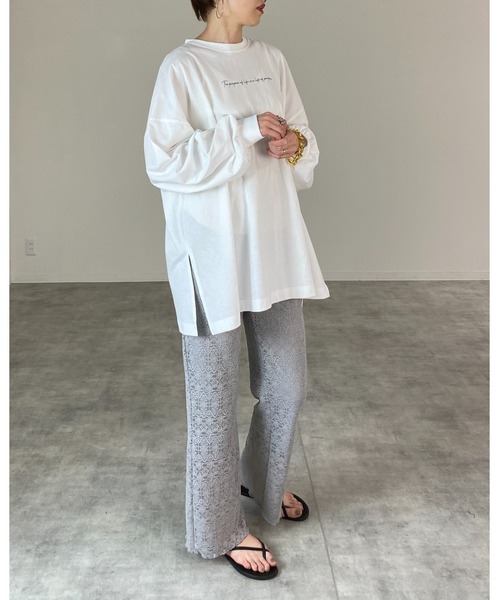 She's Closet(シーズクローゼット)の「バックフォトロングTシャツ(Tシャツ/カットソー・レディース・オフホワイト/オリーブ/スミクロ・FREE)」の18枚目の写真