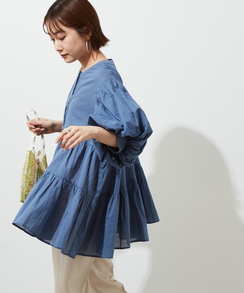 Auntie Rosa Holiday(アンティローザホリデー)の「ノーカラーシアーコットンブラウス(シャツ/ブラウス・レディース・ホワイト/ブラック/ネイビー/カーキ/モカ・FREE)」の5枚目の写真