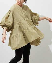 Auntie Rosa Holiday | ノーカラーシアーコットンブラウス(シャツ/ブラウス)