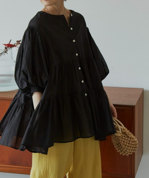 Auntie Rosa Holiday(アンティローザホリデー)の「ノーカラーシアーコットンブラウス(シャツ/ブラウス・レディース・ホワイト/ブラック/ネイビー/カーキ/モカ・FREE)」の19枚目の写真