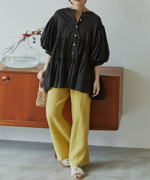 Auntie Rosa Holiday(アンティローザホリデー)の「ノーカラーシアーコットンブラウス(シャツ/ブラウス・レディース・ホワイト/ブラック/ネイビー/カーキ/モカ・FREE)」の16枚目の写真