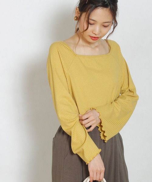 Crisp yours（クリスプユアーズ）の「【WEB限定】スクエアメロウTシャツ（Tシャツ/カットソー・レディース・テラコッタ/イエロー/ベージュ・FREE）」の3枚目の写真