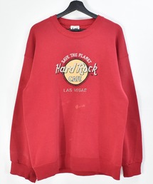 【ヴィンテージ古着】Hard Rock CAFE/ハードロックカフェ ロゴ刺繍 クルーネックスウェット USA製