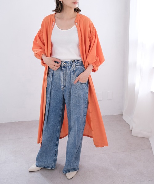 ＡＮＤＪ（アンドジェイ）の「2wayスプラジョーゼットギャザーワンピース（ワンピース・レディース・グリーン/オレンジ/ベージュ系その他/ブラック・M）」の4枚目の写真