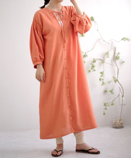 ＡＮＤＪ（アンドジェイ）の「2wayスプラジョーゼットギャザーワンピース（ワンピース・レディース・グリーン/オレンジ/ベージュ系その他/ブラック・M）」の16枚目の写真