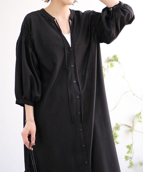 ＡＮＤＪ（アンドジェイ）の「2wayスプラジョーゼットギャザーワンピース（ワンピース・レディース・グリーン/オレンジ/ベージュ系その他/ブラック・M）」の17枚目の写真