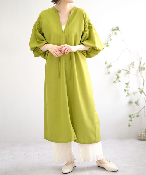 ＡＮＤＪ（アンドジェイ）の「2wayスプラジョーゼットギャザーワンピース（ワンピース・レディース・グリーン/オレンジ/ベージュ系その他/ブラック・M）」の13枚目の写真