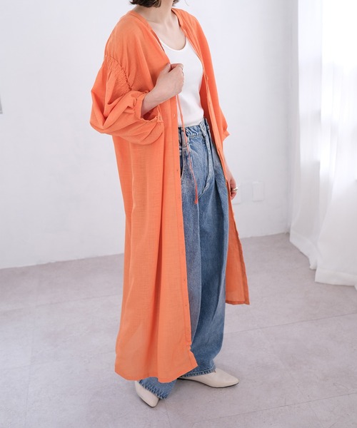 ＡＮＤＪ（アンドジェイ）の「2wayスプラジョーゼットギャザーワンピース（ワンピース・レディース・グリーン/オレンジ/ベージュ系その他/ブラック・M）」の6枚目の写真