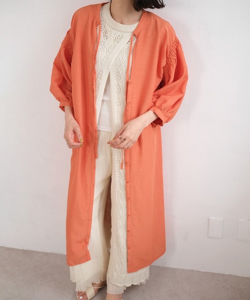 ＡＮＤＪ（アンドジェイ）の「2wayスプラジョーゼットギャザーワンピース（ワンピース・レディース・グリーン/オレンジ/ベージュ系その他/ブラック・M）」の7枚目の写真