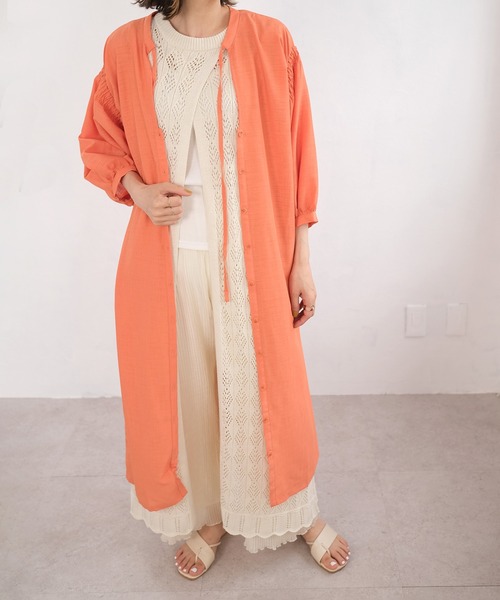 ＡＮＤＪ（アンドジェイ）の「2wayスプラジョーゼットギャザーワンピース（ワンピース・レディース・グリーン/オレンジ/ベージュ系その他/ブラック・M）」の8枚目の写真