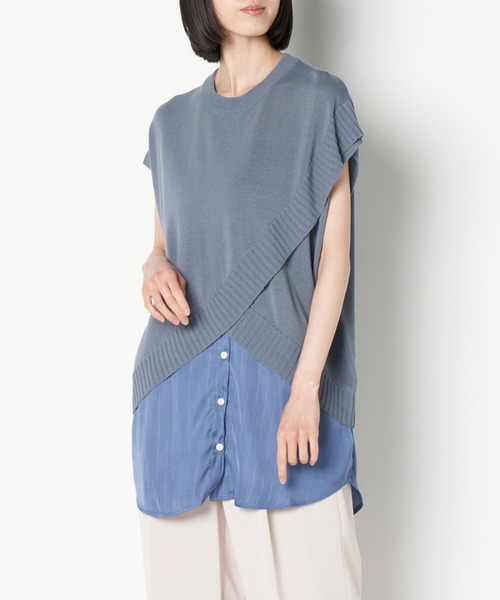 ライチ（ライチ）の「vingtrois/982-97075（ニット/セーター・レディース・オフホワイト/ブルー・FREE）」の2枚目の写真