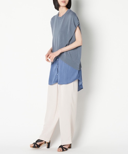 ライチ（ライチ）の「vingtrois/982-97075（ニット/セーター・レディース・オフホワイト/ブルー・FREE）」の4枚目の写真