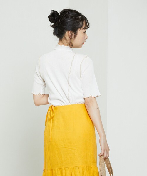 FREAK'S STORE（フリークスストア）の「シアーメロー5分袖Tシャツ（Tシャツ/カットソー・レディース・ホワイト/ブルーグリーン/ブラック・ﾌﾘ-）」の4枚目の写真