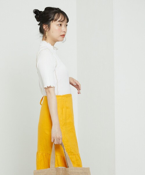 FREAK'S STORE（フリークスストア）の「シアーメロー5分袖Tシャツ（Tシャツ/カットソー・レディース・ホワイト/ブルーグリーン/ブラック・ﾌﾘ-）」の5枚目の写真