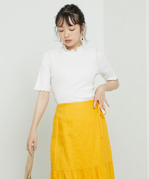 FREAK'S STORE（フリークスストア）の「シアーメロー5分袖Tシャツ（Tシャツ/カットソー・レディース・ホワイト/ブルーグリーン/ブラック・ﾌﾘ-）」の6枚目の写真