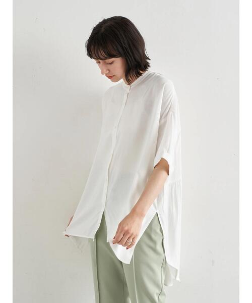 earth music&ecology（アースミュージックアンドエコロジー）の「バックティアードチュニック(半袖) ＊（シャツ/ブラウス・レディース・ブラック/オフホワイト/サックスブルー/ラベンダー・FREE）」の11枚目の写真