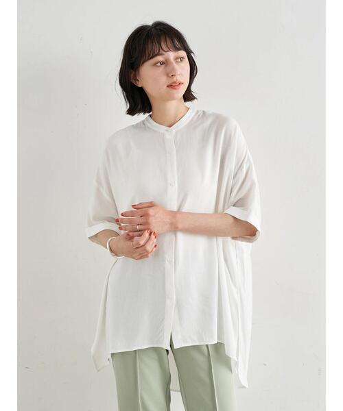 earth music&ecology（アースミュージックアンドエコロジー）の「バックティアードチュニック(半袖) ＊（シャツ/ブラウス・レディース・ブラック/オフホワイト/サックスブルー/ラベンダー・FREE）」の12枚目の写真