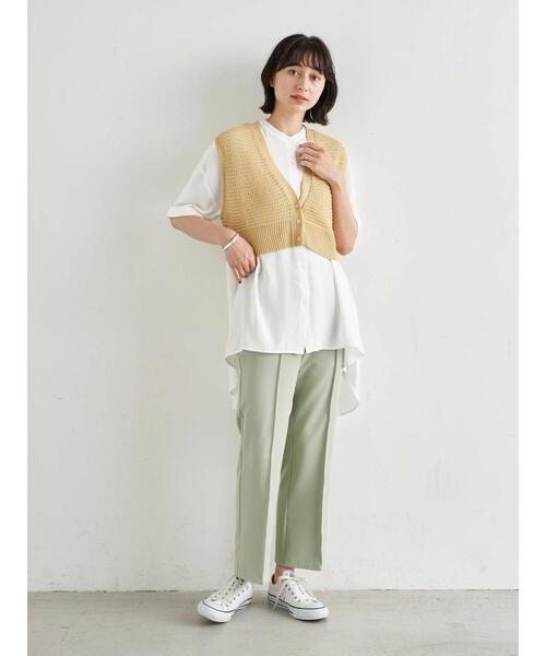 earth music&ecology（アースミュージックアンドエコロジー）の「バックティアードチュニック(半袖) ＊（シャツ/ブラウス・レディース・ブラック/オフホワイト/サックスブルー/ラベンダー・FREE）」の18枚目の写真