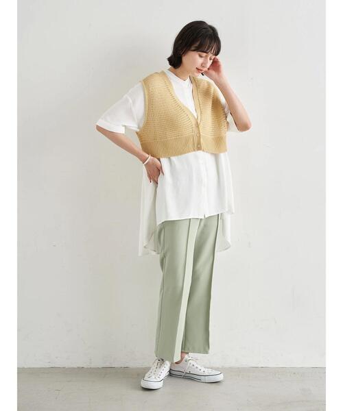 earth music&ecology（アースミュージックアンドエコロジー）の「バックティアードチュニック(半袖) ＊（シャツ/ブラウス・レディース・ブラック/オフホワイト/サックスブルー/ラベンダー・FREE）」の19枚目の写真