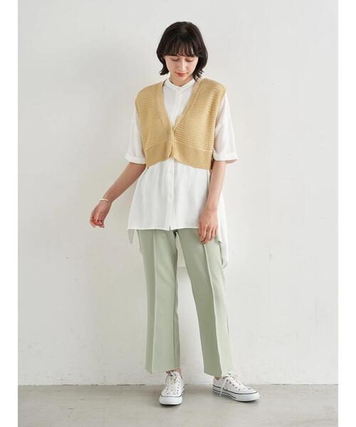 earth music&ecology（アースミュージックアンドエコロジー）の「バックティアードチュニック(半袖) ＊（シャツ/ブラウス・レディース・ブラック/オフホワイト/サックスブルー/ラベンダー・FREE）」の20枚目の写真