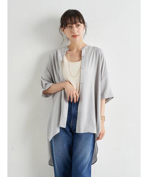 earth music&ecology（アースミュージックアンドエコロジー）の「バックティアードチュニック(半袖) ＊（シャツ/ブラウス・レディース・ブラック/オフホワイト/サックスブルー/ラベンダー・FREE）」の22枚目の写真