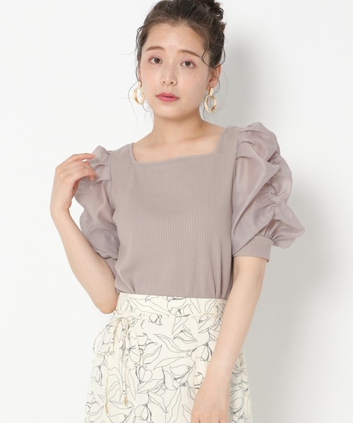 mysty woman（ミスティウーマン）の「シアーパワショル2WAYプルオーバー 950567（Tシャツ/カットソー・レディース・ブラック/ベージュ/アイボリー・FREE）」の4枚目の写真