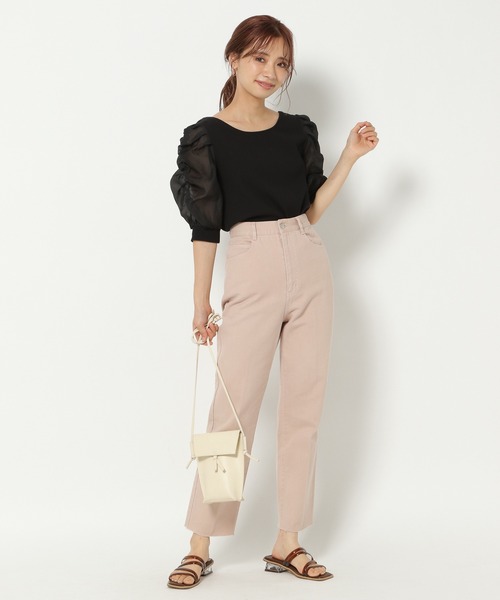 mysty woman（ミスティウーマン）の「シアーパワショル2WAYプルオーバー 950567（Tシャツ/カットソー・レディース・ブラック/ベージュ/アイボリー・FREE）」の7枚目の写真