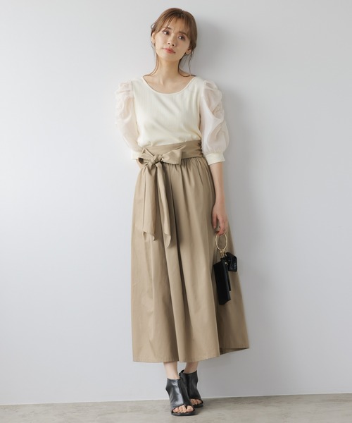 mysty woman（ミスティウーマン）の「シアーパワショル2WAYプルオーバー 950567（Tシャツ/カットソー・レディース・ブラック/ベージュ/アイボリー・FREE）」の19枚目の写真