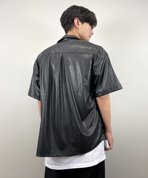 ASTRAL(アストラル)の「【ASTRAL】half sleeve leather shirt jacket(シャツ/ブラウス・メンズ・ブラック/ベージュ・ONE SIZE)」の9枚目の写真