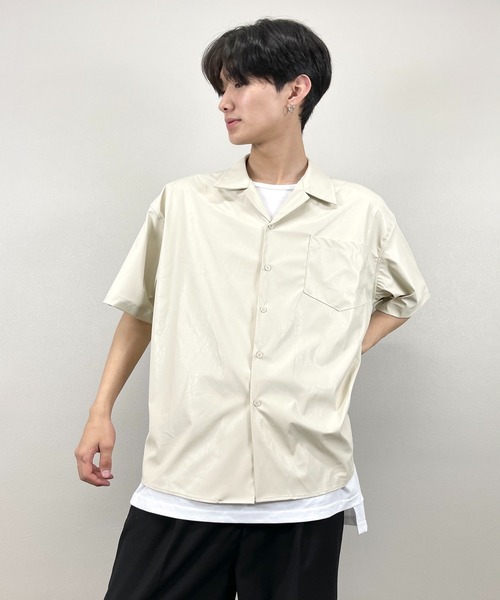 ASTRAL(アストラル)の「【ASTRAL】half sleeve leather shirt jacket(シャツ/ブラウス・メンズ・ブラック/ベージュ・ONE SIZE)」の16枚目の写真