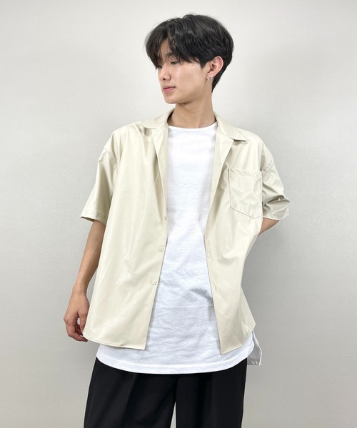 ASTRAL(アストラル)の「【ASTRAL】half sleeve leather shirt jacket(シャツ/ブラウス・メンズ・ブラック/ベージュ・ONE SIZE)」の13枚目の写真