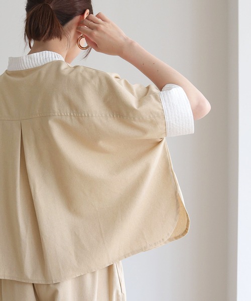 vingtrois(バントロア)の「【Vingtrois】リネンブレンドデザインポンチョシャツ(シャツ/ブラウス・レディース・ネイビー/ライトベージュ/ライトグレー・M)」の18枚目の写真