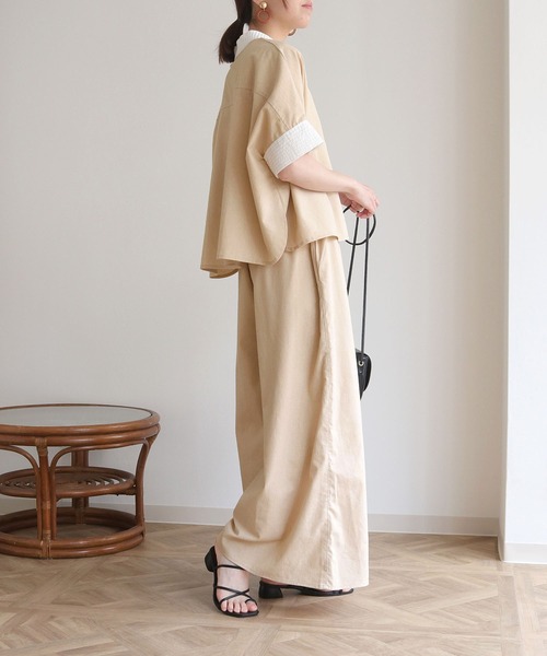 vingtrois(バントロア)の「【Vingtrois】リネンブレンドデザインポンチョシャツ(シャツ/ブラウス・レディース・ネイビー/ライトベージュ/ライトグレー・M)」の13枚目の写真