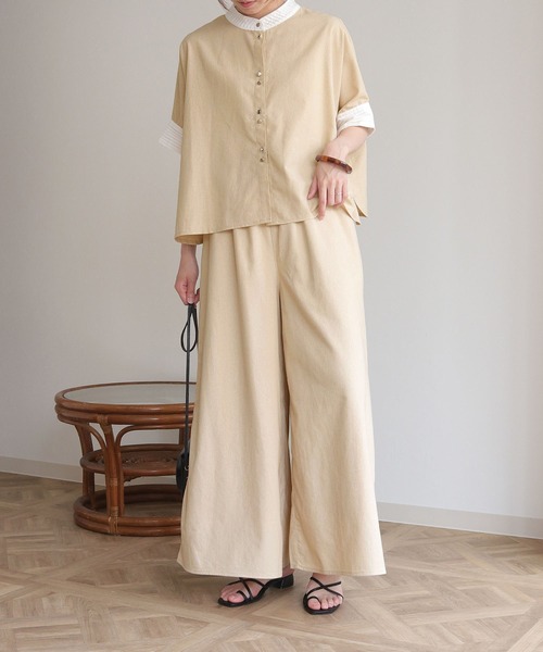 vingtrois(バントロア)の「【Vingtrois】リネンブレンドデザインポンチョシャツ(シャツ/ブラウス・レディース・ネイビー/ライトベージュ/ライトグレー・M)」の20枚目の写真