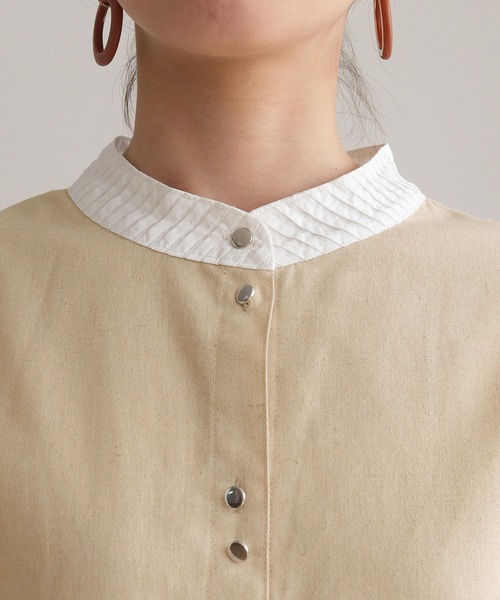 vingtrois(バントロア)の「【Vingtrois】リネンブレンドデザインポンチョシャツ(シャツ/ブラウス・レディース・ネイビー/ライトベージュ/ライトグレー・M)」の12枚目の写真