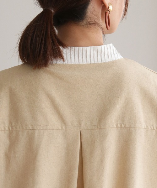 vingtrois(バントロア)の「【Vingtrois】リネンブレンドデザインポンチョシャツ(シャツ/ブラウス・レディース・ネイビー/ライトベージュ/ライトグレー・M)」の5枚目の写真