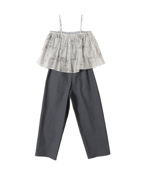 セール フリルレースパネルプリントキャミロンパース サロペット オーバーオール Titilate Titilate Valet ティティレートヴァレット のファッション