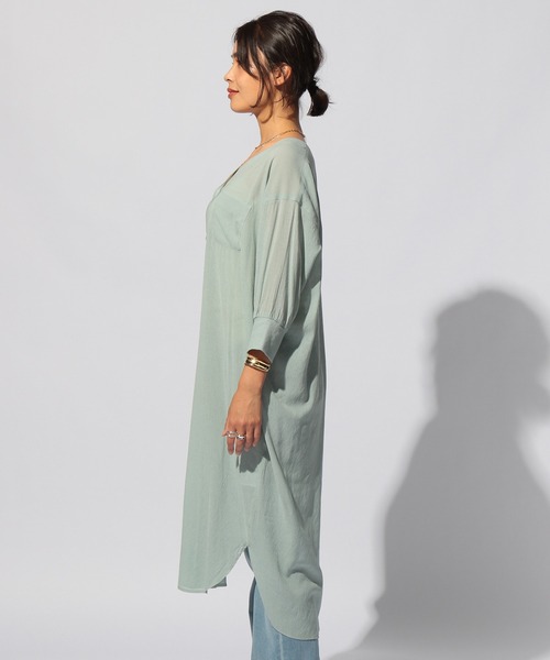 BAYFLOW(ベイフロー)の「シアーシャツワンピース2(ワンピース・レディース・ブラック/ベージュ/ブラウン/ライトグリーン・FREE)」の12枚目の写真