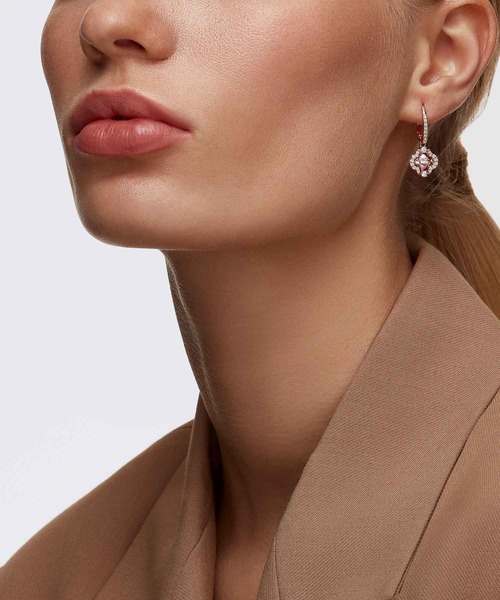 公式】【スワロフスキー】Una ドロップピアス, クローバー, ピンク