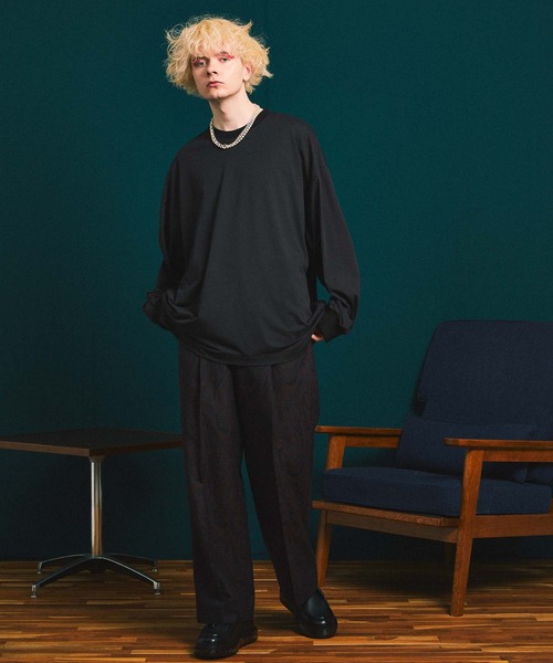 MAISON SPECIAL（メゾンスペシャル）の「《ユニセックスアイテム》110/2サイロプレミアム天竺プライムオーバーロングスリーブTシャツ 【MAISON SPECIAL/メゾンスペシャル】（Tシャツ/カットソー・メンズ・オフホワイト/ブラック/ブルー・44/46）」の14枚目の写真