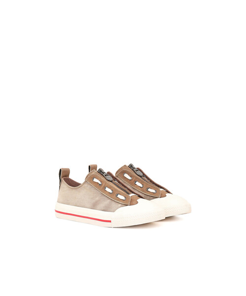 DIESEL(ディーゼル)の「メンズ MIXマテリアル ZIP ローカットスニーカー(スニーカー・メンズ・ホワイト/ブラウン・40/41/45/43/44/42)」の12枚目の写真