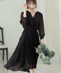 ロング&袖あり フォーマル アシメヘム プリーツ セレモニー 結婚式 パーティー ドレス オケージョンドレス お呼ばれ 二次会 成人式 同窓会 謝恩会 20代 30代