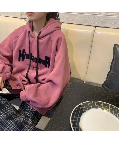 DEVICE(デバイス)の「【ユニセックス】裏起毛 オーバーサイズ スウェット トレーナー ビッグシルエット フーディー パーカー(パーカー・レディース・ベージュ/ピンク/ブルー・FREE)」の7枚目の写真