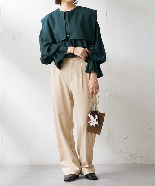 DISCOAT(ディスコート)の「【WEB限定】ビッグカラーブラウス(シャツ/ブラウス・レディース・ホワイト/グリーン/グレー/ブラック・FREE)」の14枚目の写真