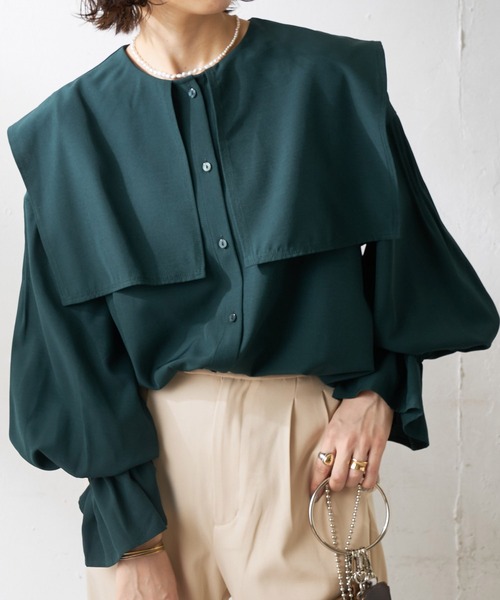 DISCOAT(ディスコート)の「【WEB限定】ビッグカラーブラウス(シャツ/ブラウス・レディース・ホワイト/グリーン/グレー/ブラック・FREE)」の19枚目の写真